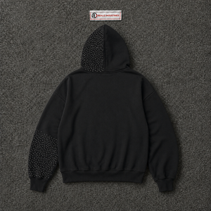 Sweat à capuche zippé noir surdimensionné personnalisé avec imprimé graphique étoile vieilli, style streetwear, mode gothique délavée, unisexe - Product Image 6