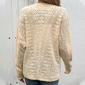 Suéter de punto acanalado para mujer, cárdigan elegante de manga larga, suave y cálido, informal, para uso diario en climas fríos - Product Image 5