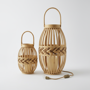 Woven Rattan <b>Lantern</b> Handmade Bamboo Decorative Eco Friendly Natural Outdoor Garden Home Decor Wicker Chandeliers Pendant Light - Product Image 4