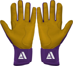 Premium Leather Customizable Baseball Batting <b>Gloves</b> premium leather purple color Closure <b>type</b> hook and loop - Product Image 2