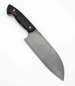 Couteau de cuisine professionnel en acier Damas fait main de qualité supérieure, manche en bois foncé personnalisé, outil culinaire polyvalent - Product Image 4
