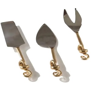 Golden Cheese Knife Set With Ring Handle Durable <b>Metal</b> Cheese <b>Tools</b> - Product Image 1