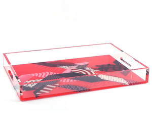 Unique Designer Rectangle Acrylic Serving Tray Elegant Printed Fruits And Other Items <b>Storage</b> & Serving Tray At Nice Price - Product Image 6