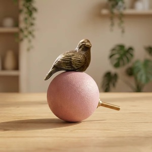 Bronze Bird Perched Cabinet <b>Knob</b> <b>Pink</b> Sphere Contemporary Design Eco-Friendly Multi-Function for Dresser <b>Drawer</b> Handle Easy - Product Image 1