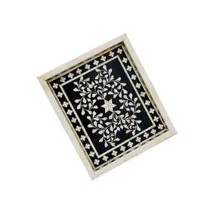ถาดเสิร์ฟไม้ไผ่คุณภาพสูง ประดับมุกทรงสี่เหลี่ยม จานอาหารเช้าไม้ - Product Image 4