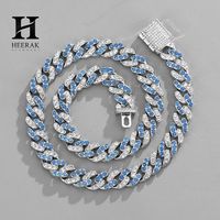 Cadena Cubana Miami Personalizada con Incrustaciones de Diamantes de Imitación en Rosa y Blanco - Joyería de Lujo para Hombre/Unisex