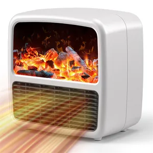 1500W Vlam Verwarming Led Vlam Licht Verstelbare Power Keramische Verwarming 3D Vlam Air Heater Desktop Snelle Verwarming Kleine Kachel