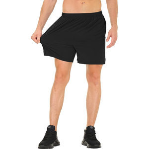 Shorts de sport pour hommes en toile, couleur unie, imperméables, séchage rapide, taille élastique, pour musculation, course à pied et jogging - Product Image 5