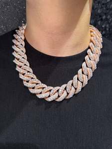 สร้อยคอเงินแท้ 925 ประดับมอสซาไนต์ แบบ Cuban Link สไตล์ฮิปฮอป สำหรับผู้ชาย งานสั่งทำได้ สไตล์สตรีทแฟชั่น ขายส่ง เครื่องประดับ GRA - Product Image 2