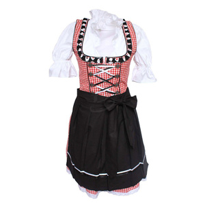 Robe Dirndl Bavaroise Allemande Vintage en Coton 100% Fait Main, Motif Écossais Bleu Ciel, Silhouette Tablier Mini, avec Soutien-Gorge Intégré, Sans Manches, Idéale pour l'Été - Product Image 2