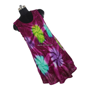 Vestido Maxi Australiano para Fiesta, Vestido Maxi sin Mangas de Rayón con Estampado Tie Dye para Damas, Atractivo Vestido Maxi Largo Abierto con Estampado Tie Dye - Product Image 5