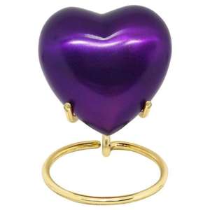 Urna Funeraria Blue Ocean Heart para Cenizas Humanas, Pequeña Urna Moderna para Cenizas con Soporte y Bolsa de Terciopelo Gratis - Product Image 3
