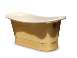 Baignoire décorative autoportante en laiton pur fait main, finition intérieure blanche, parmi les plus vendues, à prix réduit - Product Image 1