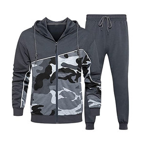 Men's Camouflage Tracksuit Full <b>Zip</b> <b>Hooded</b> Sweatshirt With Side Pockets Regular Fit Autumn Casual Wear Polyester Material - Product Image 5