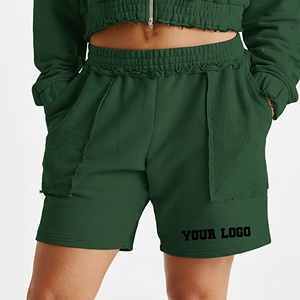 Shorts de course pour femmes en molleton 100% coton, séchage rapide, respirants, avec logo personnalisé, design vintage, taille élastique, vente en gros - Product Image 1