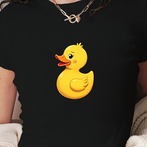 เสื้อยืดแฟชั่นผู้หญิงลายเป็ดยางพร้อมข้อความตัวหนา - Product Image 2