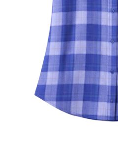 Custom Blue And White Plaid Womens Short Sleeve Button Up Shirt Casual Summer Lightweight Breathable <b>Checkered</b> <b>Top</b> With Pocket - Product Image 6