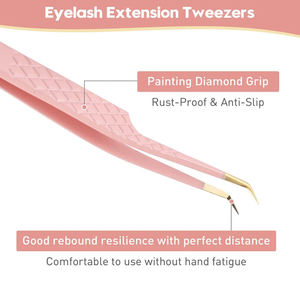 Eyelash Extension Tweezers Set Pink and Gold Fiber Tip Tweezers <b>Volume</b> <b>Lash</b> Extension Tweezers for Eyelash Extension - Product Image 6