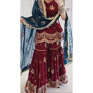 Designer Women's Party Wear Set with Heavy Embroidery Work <b>Top</b>-Sarara and Dupatta - Product Image 4