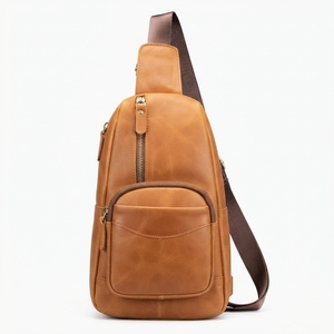 Bolso de Pecho de Cuero Genuino para Hombre, Estilo Vintage, Bandolera con Cremallera, para Viajes y Uso al Aire Libre, Venta al Por Mayor OEM - Product Image 2