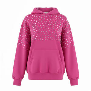 Vêtements de style urbain moderne, sweat-shirt en coton mélangé avec strass, idéal pour les tenues décontractées, les activités de plein air et les voyages - Product Image 1