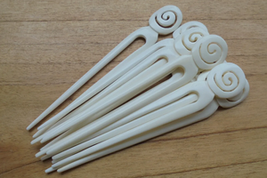 เครื่องประดับผมแกะสลักจากกระดูกควาย |   กิ๊บติดผมแบบธรรมชาติ - Product Image 3