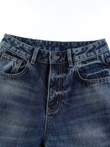 Vaqueros de mezclilla de cintura alta con corte acampanado, lavado oscuro vintage, elásticos, estilo campana, pantalones de moda, fabricante OEM - Product Image 3