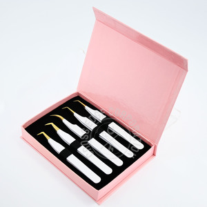 Vente chaude pince à cils personnalisée pince à épiler d'isolation antidérapante pointes de fibre poignées de diamant pince à épiler antidérapante à 90 degrés en acier inoxydable - Product Image 1