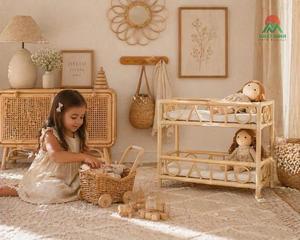 Lit bébé en rotin Nhat Minh, design tropical, pour bébés de 0 à 3 ans, lit enfant, matériau naturel, utilisation sûre et saine - Product Image 6
