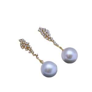 Freshwater 11-12mm S925 <b>Silver</b> Lotus Leaf <b>Earrings</b> for Women Strong Light Fine Flaws Minimally Designed Elegant Freshwater <b>Pearl</b> - Product Image 5