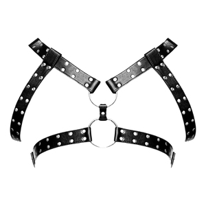 Arnés de Pecho de Cuero Negro con Hebilla de Acero, Ajustable, Accesorio para Hombre, Estilo Club - Product Image 3