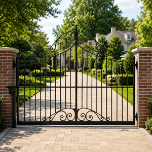Puerta de Entrada Doble de Hierro Forjado Negro, Puerta Decorativa para Jardín, Puerta de Seguridad Exterior, Proveedor Mayorista - Product Image 4