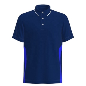 Polo de golf de manga corta con cuello vuelto, informal, liso, con panel lateral, a rayas, bordada - Product Image 2