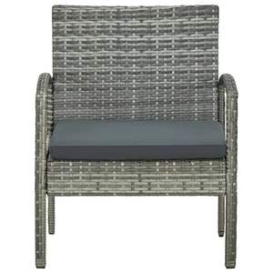 Poly Rattan Gray Patio <b>Chair</b> with <b>Cushion</b> - Product Image 2