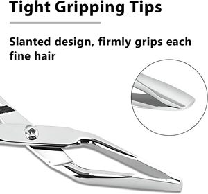 Juego de 3 Pinzas de Acero Inoxidable Hechas a Mano con Punta Inclinada para Cejas, Depilación Facial para Hombres y Mujeres - Product Image 4