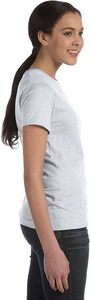 T-shirt pour femme gris clair à col en V, manches courtes, coupe classique, couleur unie, style décontracté, toile compressée, 100% coton respirant - Product Image 5