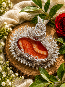 Bohemian Coper <b>Silver</b> <b>Wire</b> Wrapped Agate Pendant Charm <b>Silver</b> Plated Handwoven Natural Stone Oval Bezel Setting Unisex Gift - Product Image 2
