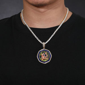 Colgante Personalizado con Imagen, Chapado en Oro, con Diamante Cultivado en Laboratorio, Plata, Recuerdo Familiar, Estilo Hip Hop, Certificado IGI, Unisex - Product Image 3