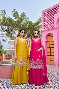 ชุดสัลวาร์ คามีซปักลายสีเหลืองสำหรับผู้หญิง พร้อมผ้าคลุมไหล่ สำหรับงานปาร์ตี้ งานแต่งงาน เสื้อผ้าอินเดีย ปากีสถาน - Product Image 6