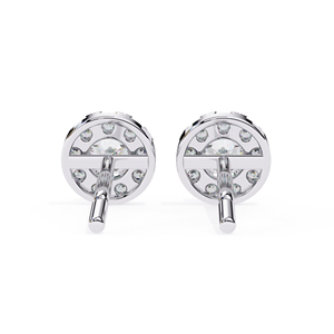 Pendientes de Oro Sólido de 10K con Halo de Diamantes Redondos, 0.26 Ct en Total, 3.2 mm en el Centro, 1.6 mm en los Laterales, Joyería Fina - Product Image 6