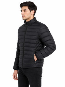 <b>Men</b>’s Black Puffer <b>Jacket</b> Quilted Winter <b>Jacket</b> Full Zip Front Warm Insulated <b>Jacket</b> Stand Collar <b>Lightweight</b> Casual <b>Jacket</b> - Product Image 2