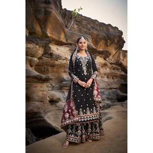 Haut et bas de créateur avec Dupatta pour la fête Taille XL - Product Image 2