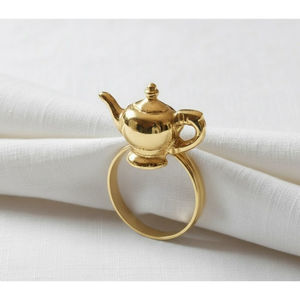 Ronds de serviette élégants dorés, style vintage, supports métalliques pour mariage et table de dîner, en laiton, pour la maison et les événements - Product Image 5