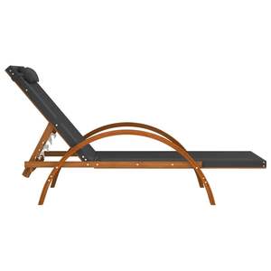 Tumbona de álamo de madera maciza con almohada de textileno gris Muebles de relajación al aire libre Premium - Product Image 4