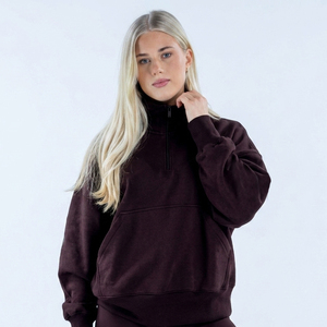 Top Selling Wholesale Custom Logo Women's Quarter Zip Stand Collar Sweatshirts Women's Ribbed Cuff & Hem Sweatshirt At <b>Low</b> Price - Product Image 1