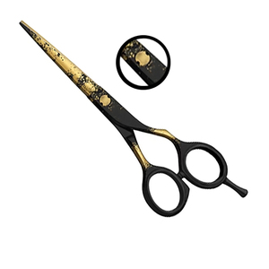 Ciseaux de coiffure 2026 en acier inoxydable 440C, design doré sur fond noir, vente directe usine - Product Image 2
