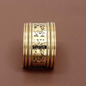 Brazalete de aleación de cobre con diseño de plantas, estilo vintage, joyería unisex, chapado en cobre antiguo, artesanía de metal de cobre para hombres y mujeres - Product Image 1