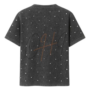 Camiseta Oversize Negra Lavada para Hombre con Pedrería y Estampado Gráfico - Product Image 1
