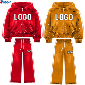 Conjunto Deportivo de 2 Piezas para Hombre y Mujer, Estilo Informal, Lavado Ácido, Transpirable, con Cierre de Cremallera, Pantalones Deportivos, Moda de Invierno - Product Image 4