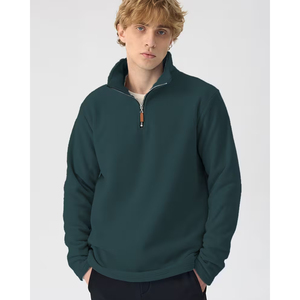 Men Black Half Zip <b>Sweatshirt</b> Polyester Cotton Streetwear Pullover Europe Fashion Manufacturer - Product Image 2